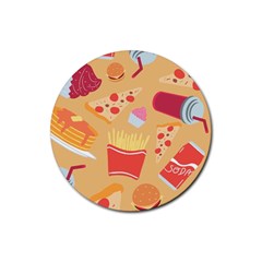 Fast Junk Food  Pizza Burger Cool Soda Pattern Rubber Coaster (round) by Sarkoni