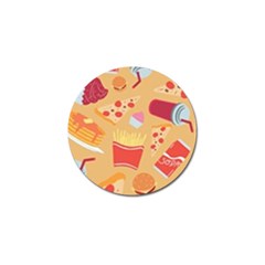 Fast Junk Food  Pizza Burger Cool Soda Pattern Golf Ball Marker