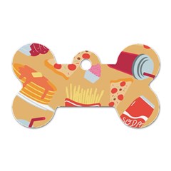 Fast Junk Food  Pizza Burger Cool Soda Pattern Dog Tag Bone (one Side)