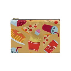 Fast Junk Food  Pizza Burger Cool Soda Pattern Cosmetic Bag (medium) by Sarkoni