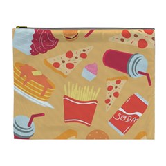 Fast Junk Food  Pizza Burger Cool Soda Pattern Cosmetic Bag (xl)