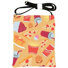 Fast Junk Food  Pizza Burger Cool Soda Pattern Shoulder Sling Bag