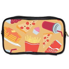 Fast Junk Food  Pizza Burger Cool Soda Pattern Toiletries Bag (two Sides) by Sarkoni