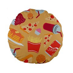 Fast Junk Food  Pizza Burger Cool Soda Pattern Standard 15  Premium Flano Round Cushions