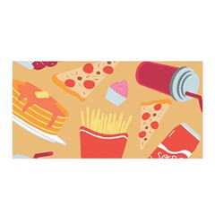 Fast Junk Food  Pizza Burger Cool Soda Pattern Satin Wrap 35  X 70 