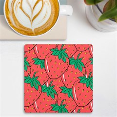 Texture Sweet Strawberry Dessert Food Summer Pattern Uv Print Square Tile Coaster  by Sarkoni