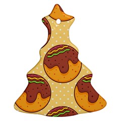 Takoyaki Food Seamless Pattern Christmas Tree Ornament (two Sides) by Sarkoni