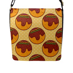 Takoyaki Food Seamless Pattern Flap Closure Messenger Bag (l)