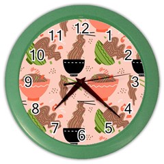 Doodle Yakisoba Seamless Pattern Color Wall Clock