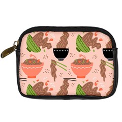 Doodle Yakisoba Seamless Pattern Digital Camera Leather Case