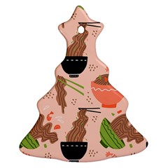 Doodle Yakisoba Seamless Pattern Ornament (christmas Tree) 