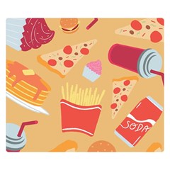 Fast Junk Food  Pizza Burger Cool Soda Pattern Premium Plush Fleece Blanket (small) by Sarkoni