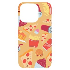 Fast Junk Food  Pizza Burger Cool Soda Pattern Iphone 14 Pro Black Uv Print Case by Sarkoni