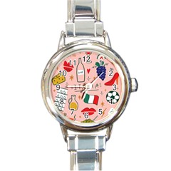 Food Pattern Italia Round Italian Charm Watch