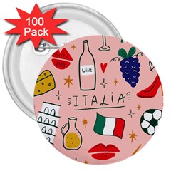 Food Pattern Italia 3  Buttons (100 pack) 