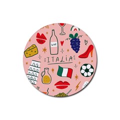 Food Pattern Italia Rubber Coaster (Round)