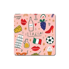 Food Pattern Italia Square Magnet