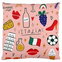 Food Pattern Italia Large Premium Plush Fleece Cushion Case (One Side)