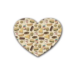 Junk Food Hipster Pattern Rubber Coaster (heart)