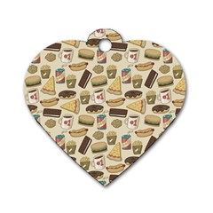 Junk Food Hipster Pattern Dog Tag Heart (two Sides)