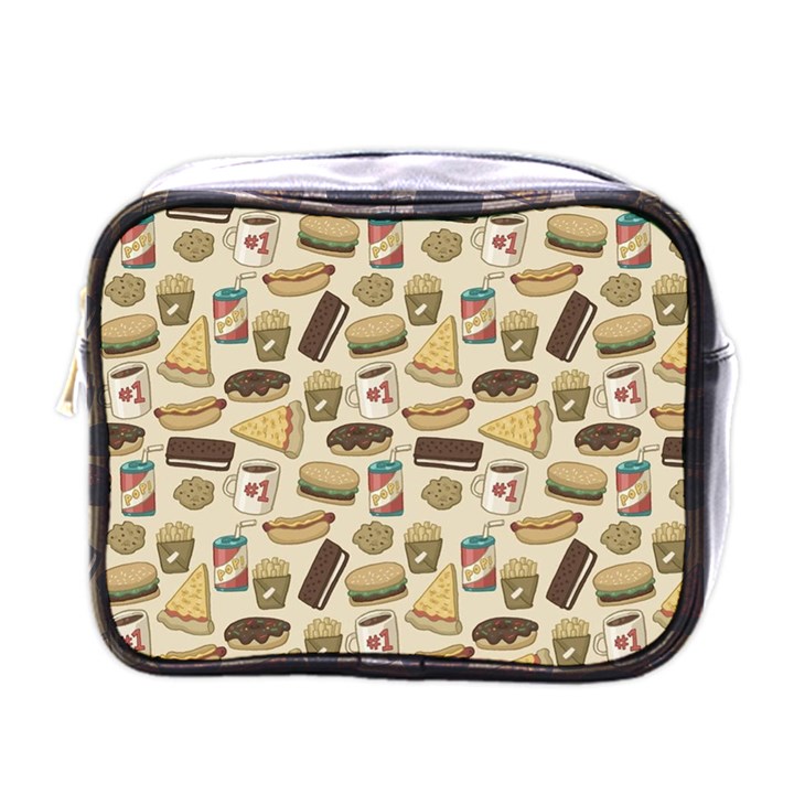 Junk Food Hipster Pattern Mini Toiletries Bag (One Side)