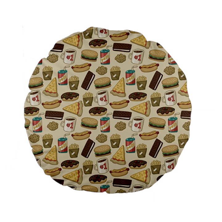 Junk Food Hipster Pattern Standard 15  Premium Flano Round Cushions