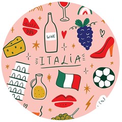 Food Pattern Italia Wooden Bottle Opener (Round)