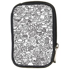 Food Doodle Pattern Compact Camera Leather Case