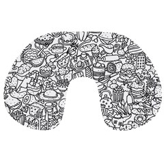 Food Doodle Pattern Travel Neck Pillow