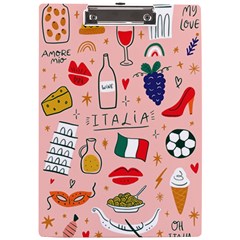 Food Pattern Italia A4 Acrylic Clipboard