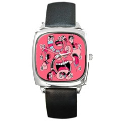 Big Mouth Worm Square Metal Watch by Dutashop