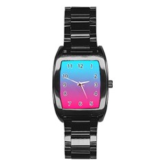 Blue Pink Purple Stainless Steel Barrel Watch