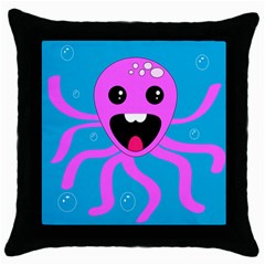 Bubble Octopus Copy Throw Pillow Case (black)