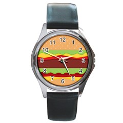 Cake Cute Burger Round Metal Watch by Dutashop