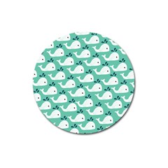 Whale Sea Blue Magnet 3  (round)