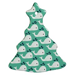 Whale Sea Blue Christmas Tree Ornament (two Sides)