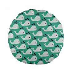 Whale Sea Blue Standard 15  Premium Round Cushions