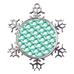 Whale Sea Blue Metal Large Snowflake Ornament by Dutashop