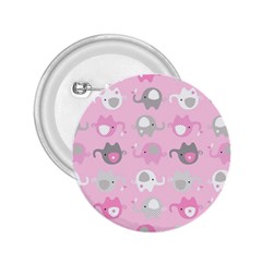 Animals Elephant Pink Cute 2 25  Buttons