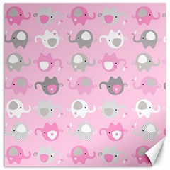 Animals Elephant Pink Cute Canvas 12  X 12  by Dutashop