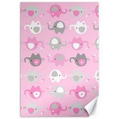 Animals Elephant Pink Cute Canvas 12  X 18  by Dutashop