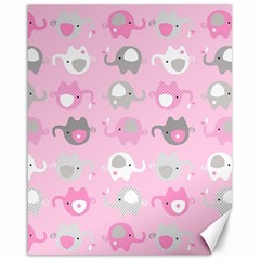 Animals Elephant Pink Cute Canvas 16  X 20  by Dutashop