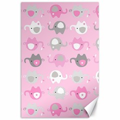 Animals Elephant Pink Cute Canvas 24  X 36  by Dutashop