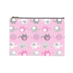 Animals Elephant Pink Cute Cosmetic Bag (large) by Dutashop