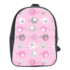 Animals Elephant Pink Cute School Bag (large)