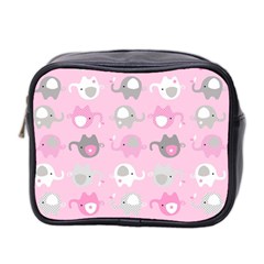 Animals Elephant Pink Cute Mini Toiletries Bag (two Sides)