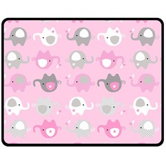 Animals Elephant Pink Cute Two Sides Fleece Blanket (medium)