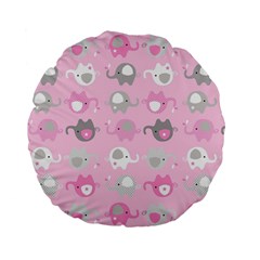 Animals Elephant Pink Cute Standard 15  Premium Flano Round Cushions by Dutashop