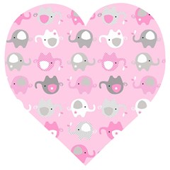 Animals Elephant Pink Cute Wooden Puzzle Heart by Dutashop