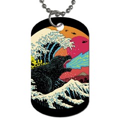 Retro Wave Kaiju Godzilla Japanese Pop Art Style Dog Tag (two Sides) by Modalart